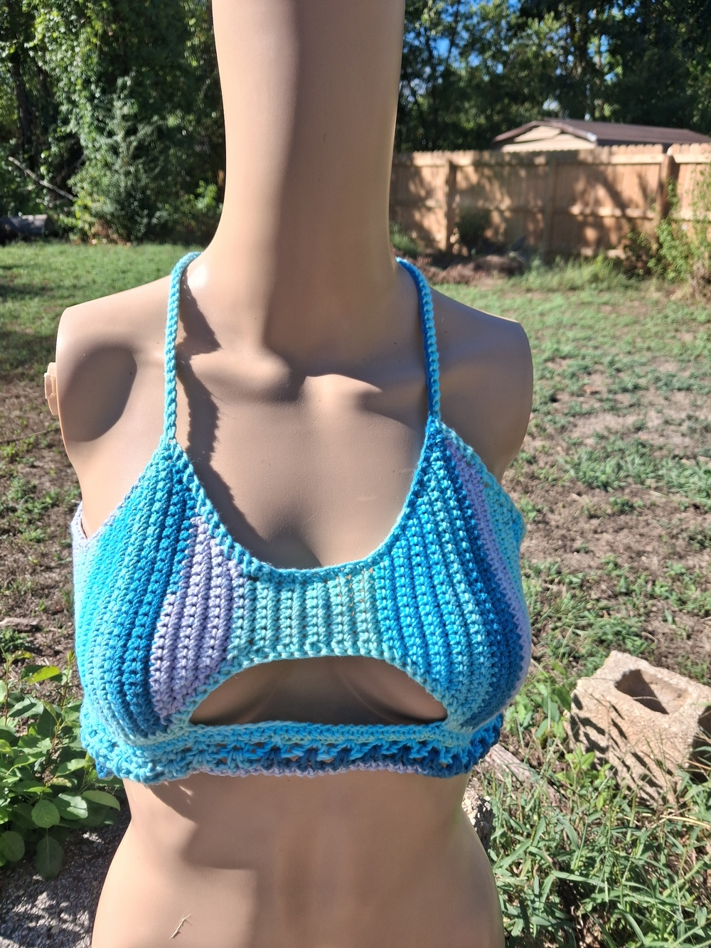 Handmade Blue Ombre Crochet Bralette